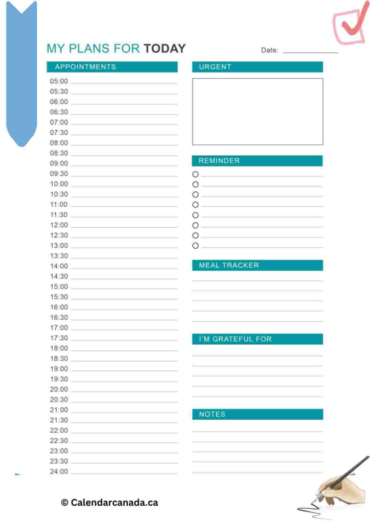 Daily Planner Template For Today