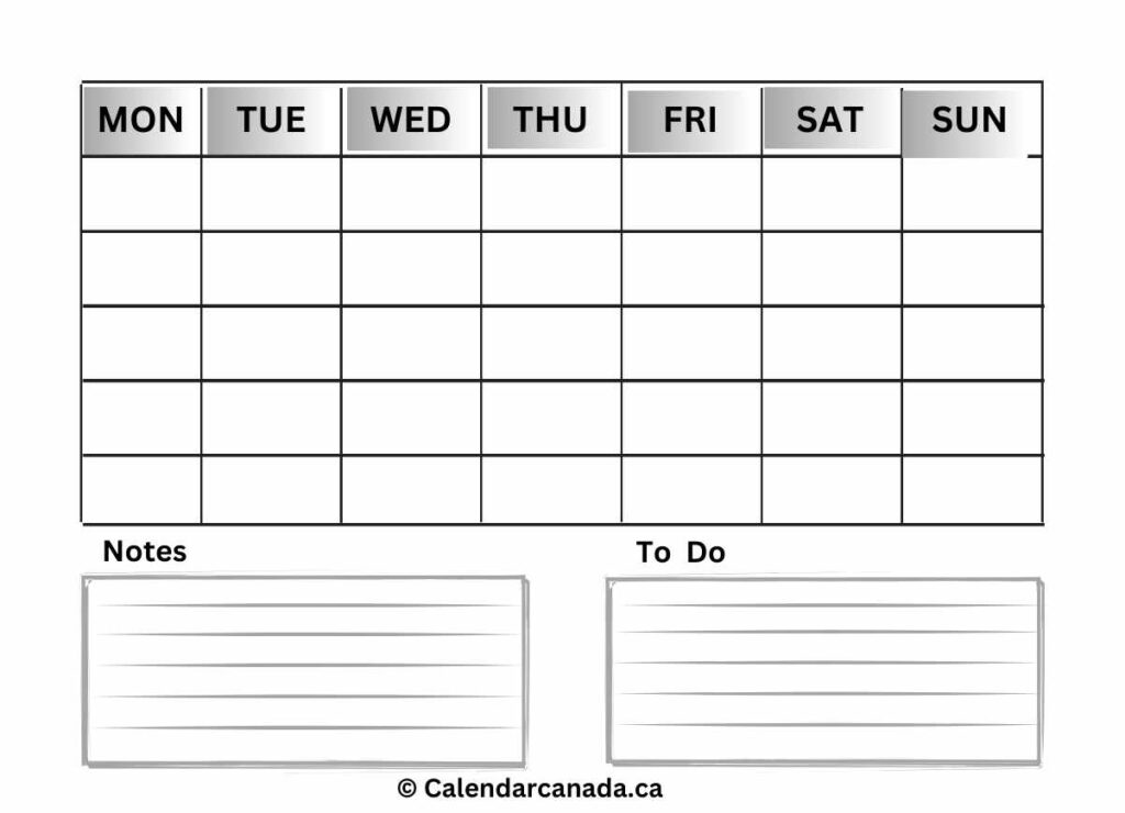 Free Printable Blank Calendar With To Do