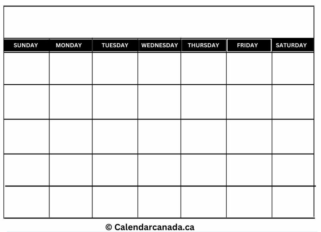 Monthly Blank Calendars