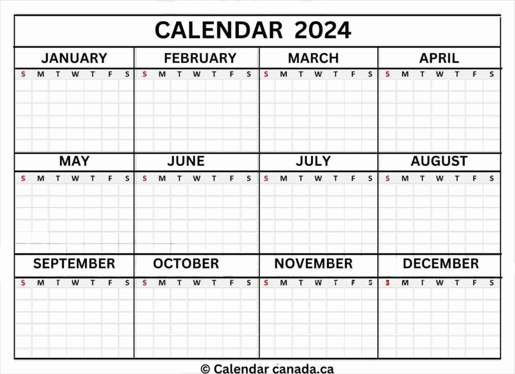 Yearly Blank Calendar