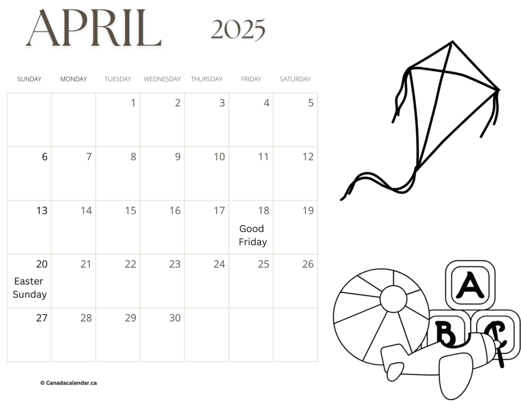 April 2025 Calendar For Kids