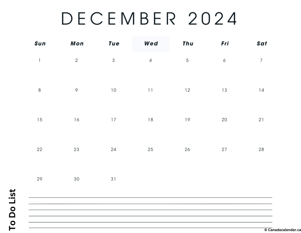 December 2024 Calendar With To Do