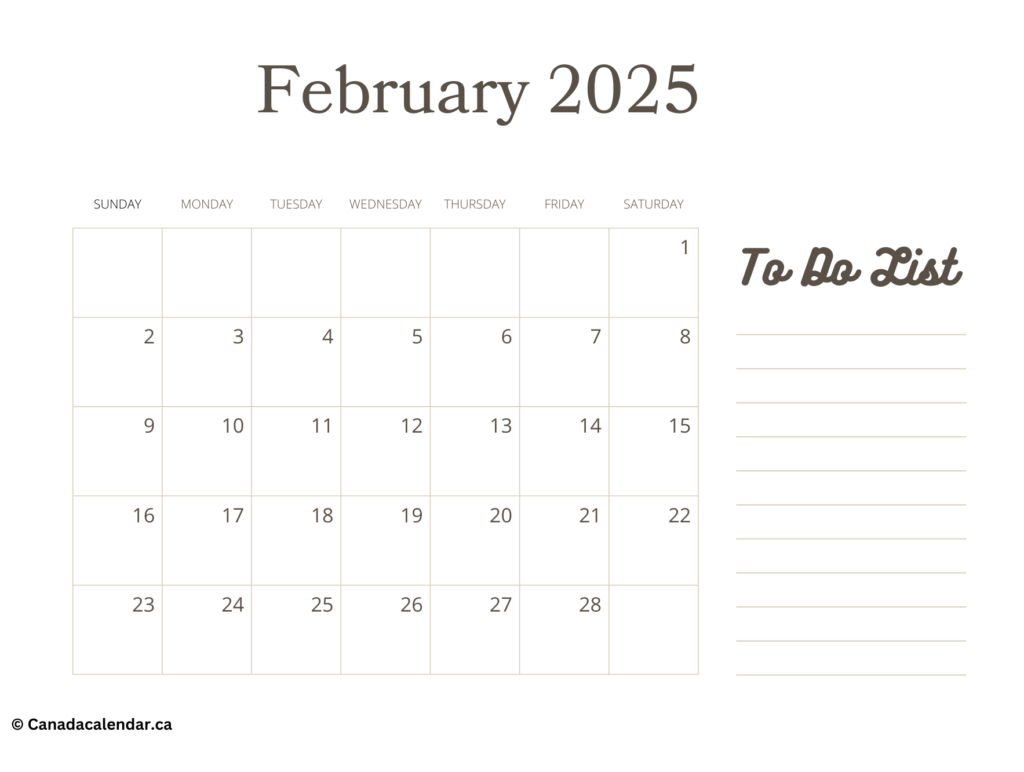 February 2025 Calendar With Holidays (To Do)
