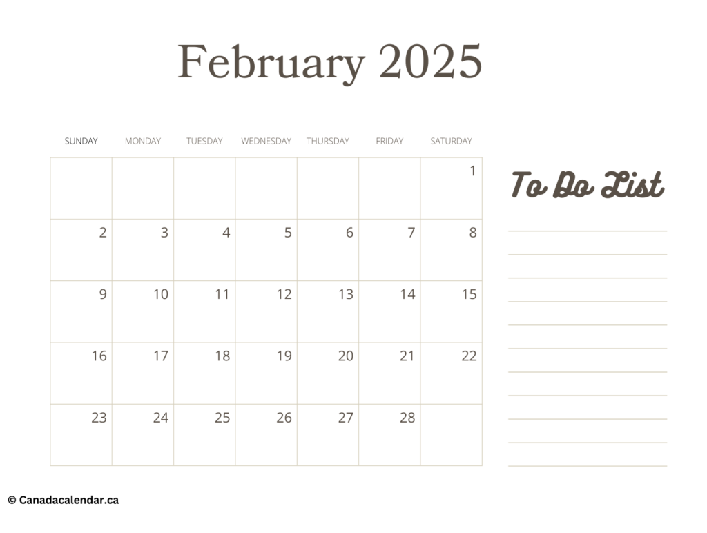 February 2025 Calendar With To Do