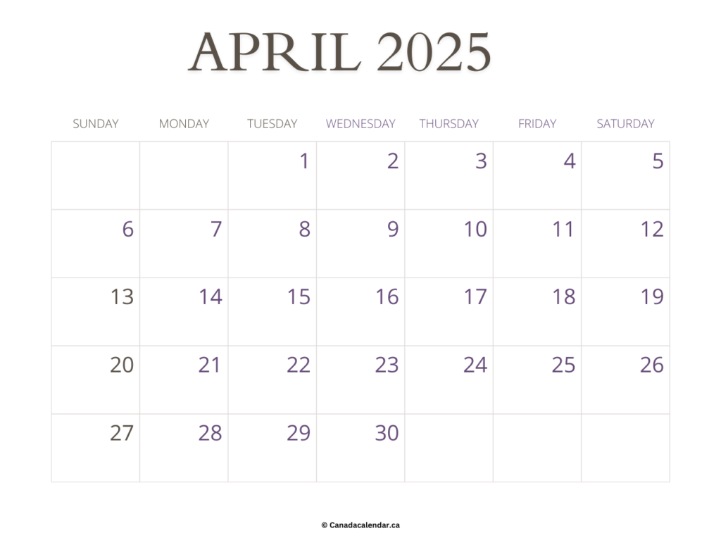 Free April 2025 Calendar Template