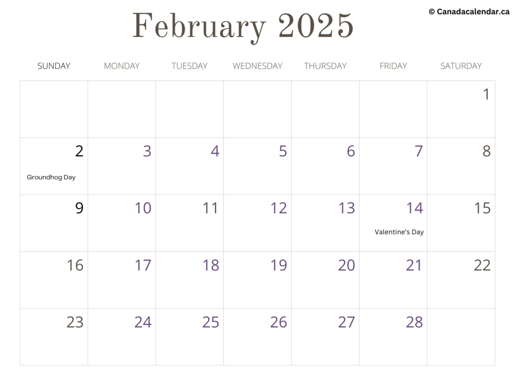 Free February 2025 Calendar With Holidays Template