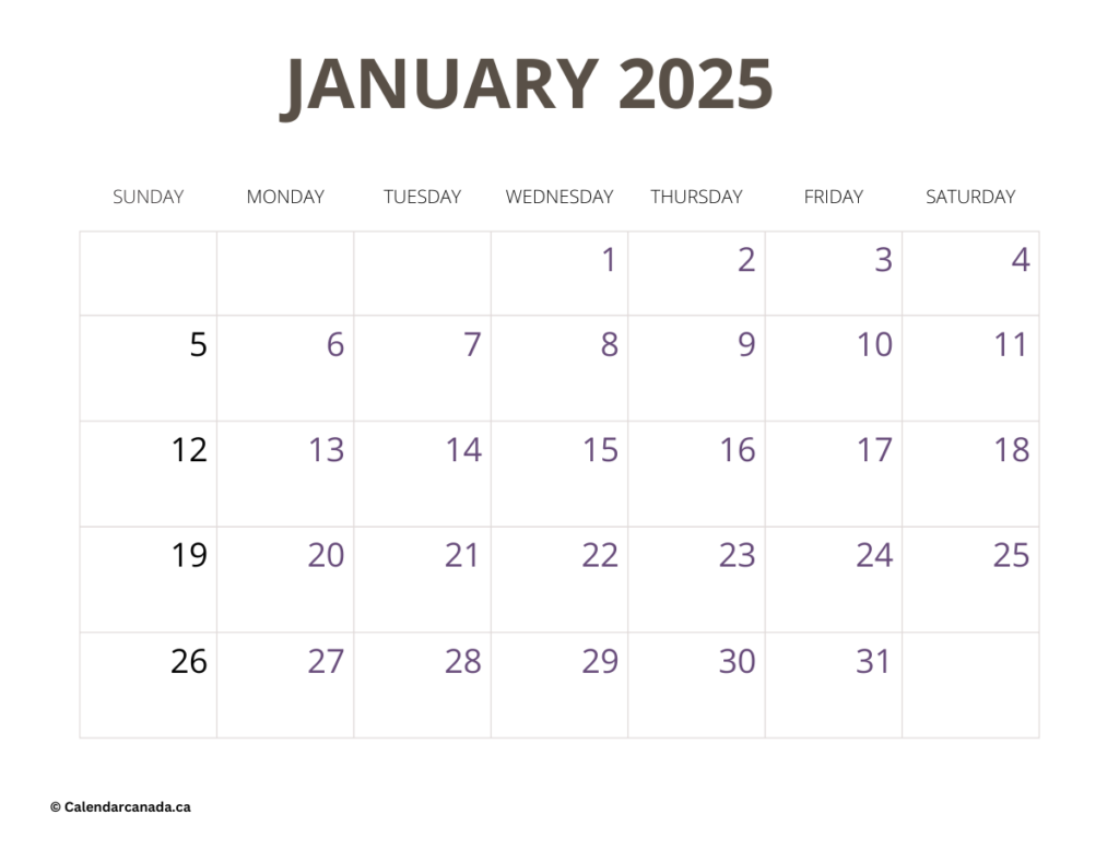 Free January 2025 Calendar Printable