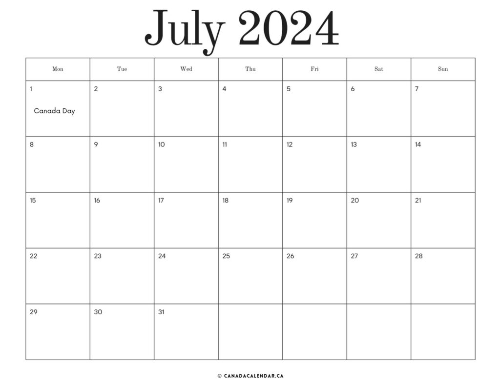 Free July 2024 Calendar With Holidays Printable