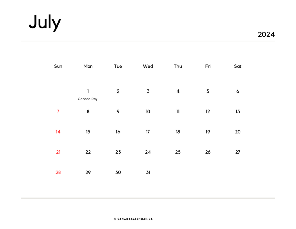 Free July 2024 Calendar With Holidays Templates