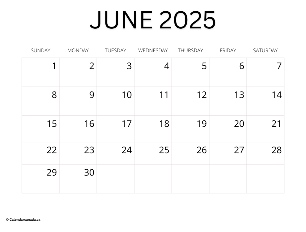 Free June 2025 Calendar Printable