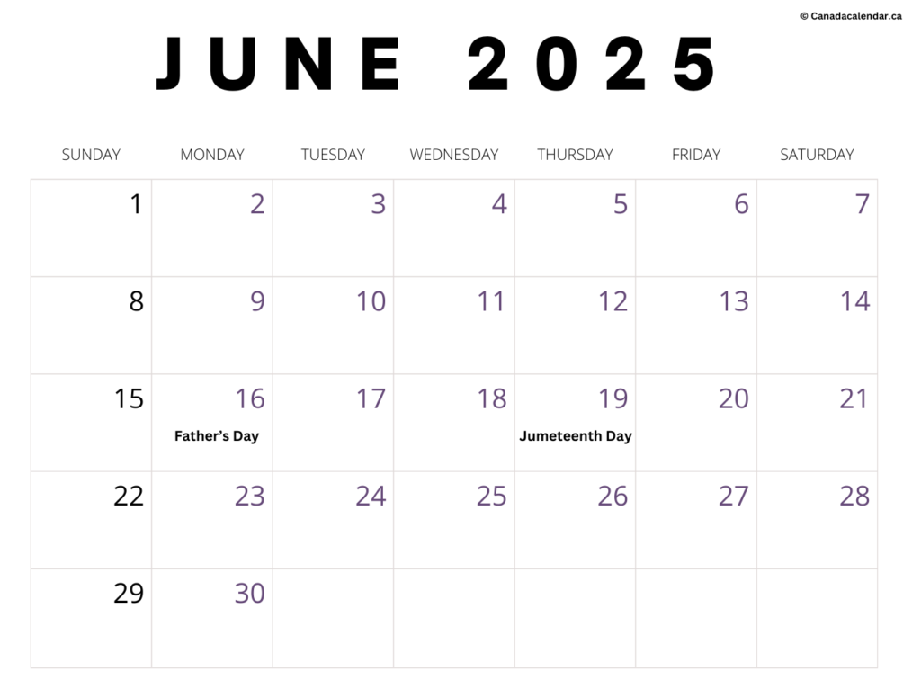 Free June 2025 Calendar With Holidays Printable
