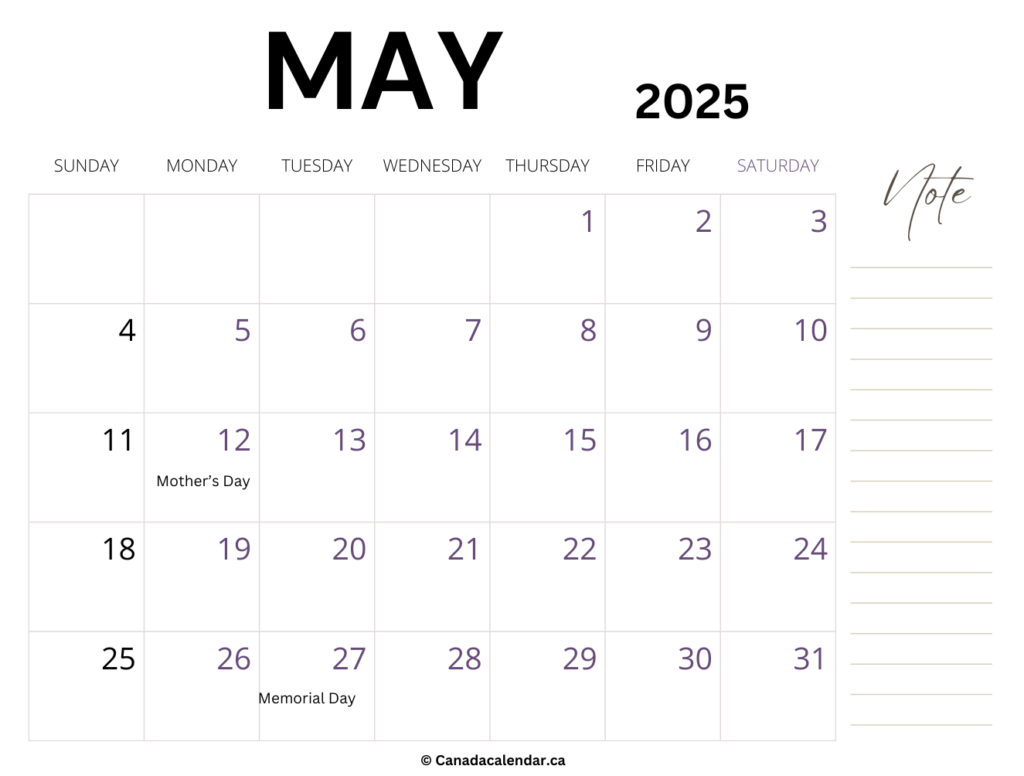 Free May 2025 Calendar With Holidays Printable