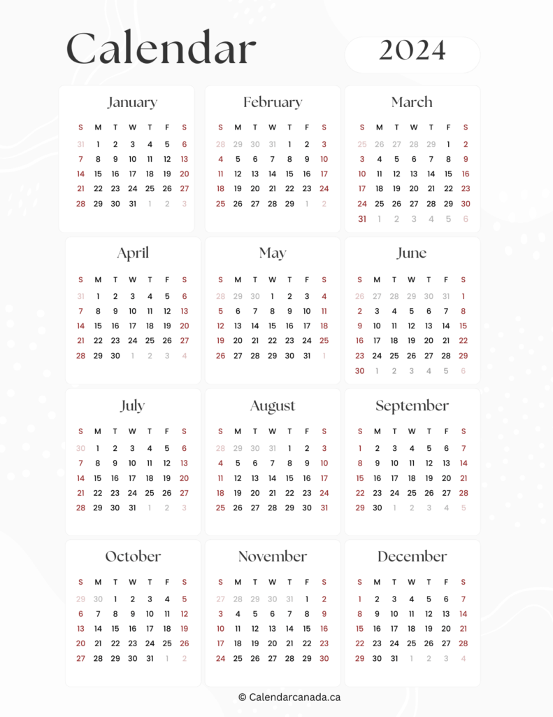 Free Printable 2024 Calendar PDF