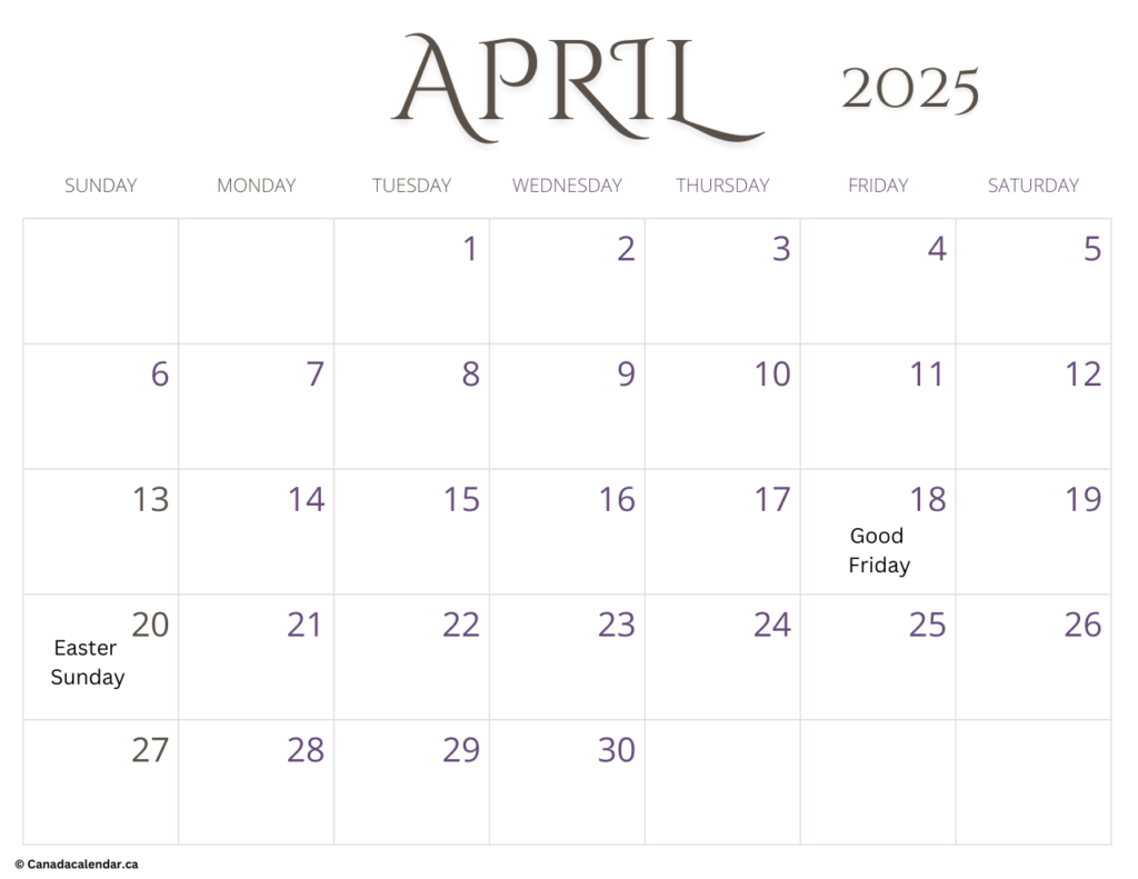 Free Printable April 2025 Calendar With Holidays