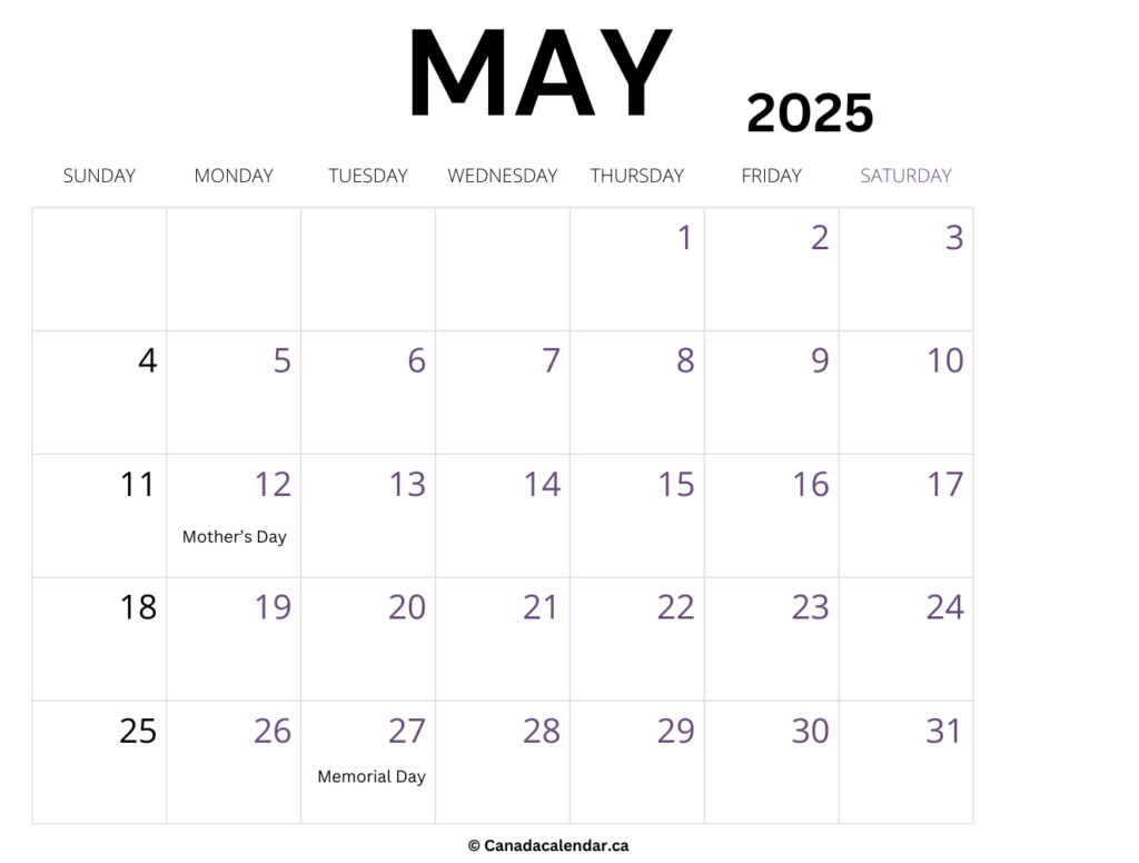 Free Printable May 2025 Calendar With Holidays