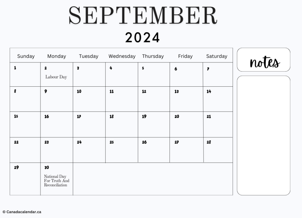 Free Printable September 2024 Calendar With Holidays