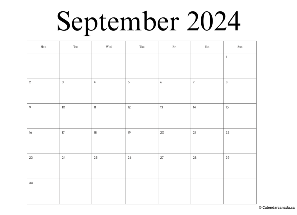 Free September 2024 Calendar Template