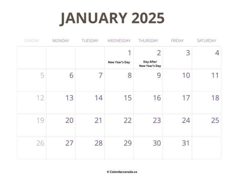 January 2025 Calendar With Holidays [Free Printable] Free Printable