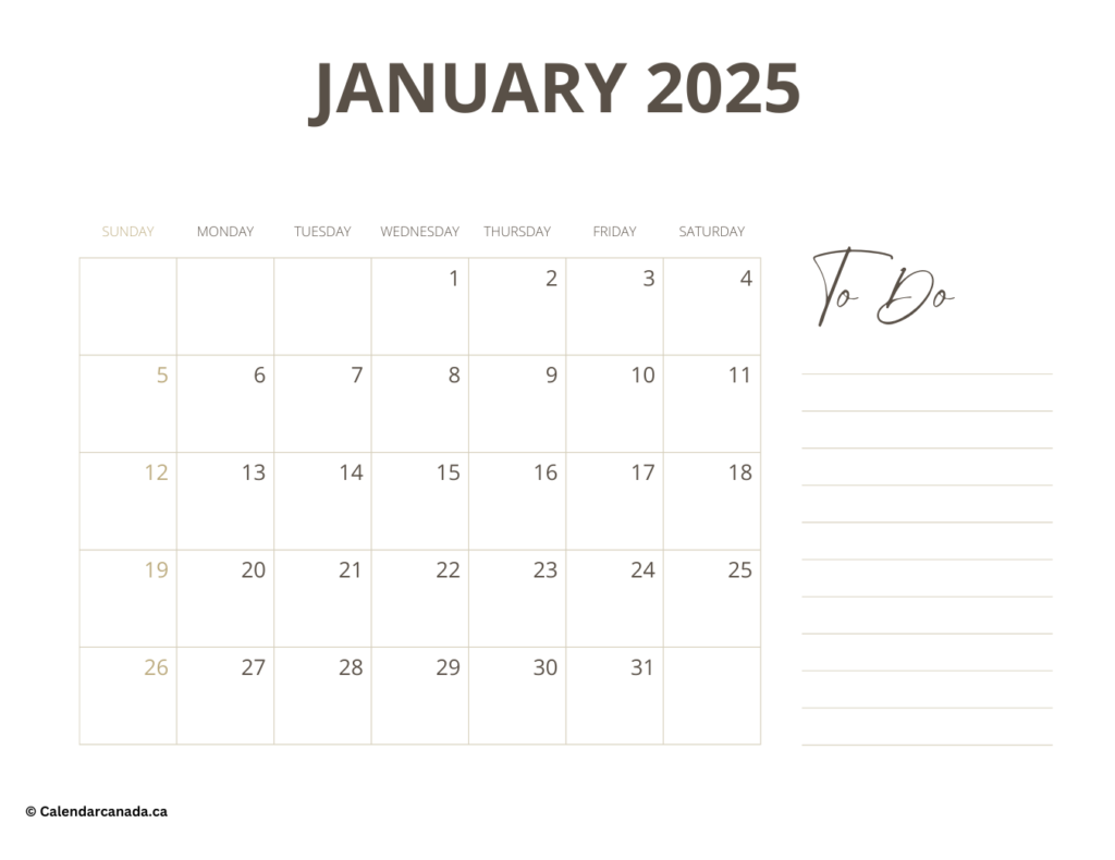 January 2025 Calendar With Holidays (To Do)