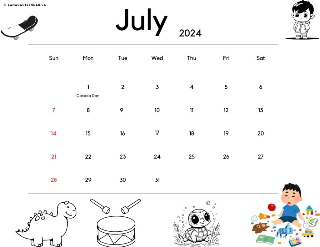 July 2024 Calendar For Kids
