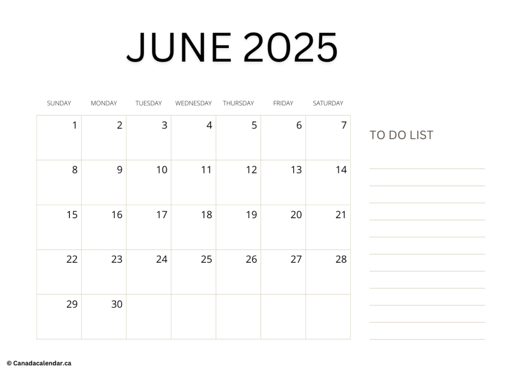 June 2025 Calendar With To Do