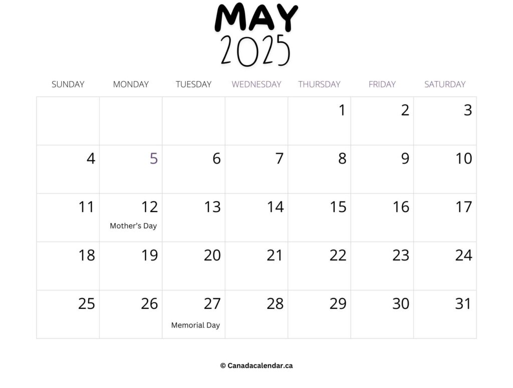 May 2025 Calendar With Holidays