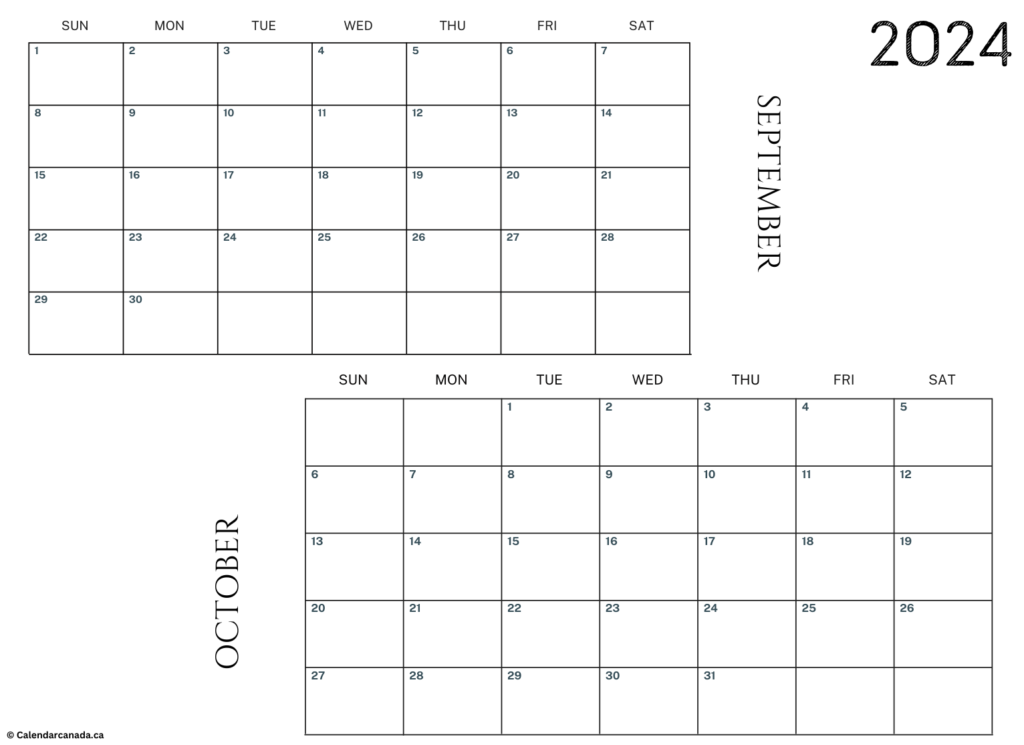 Free Printable September and October 2024 Calendar