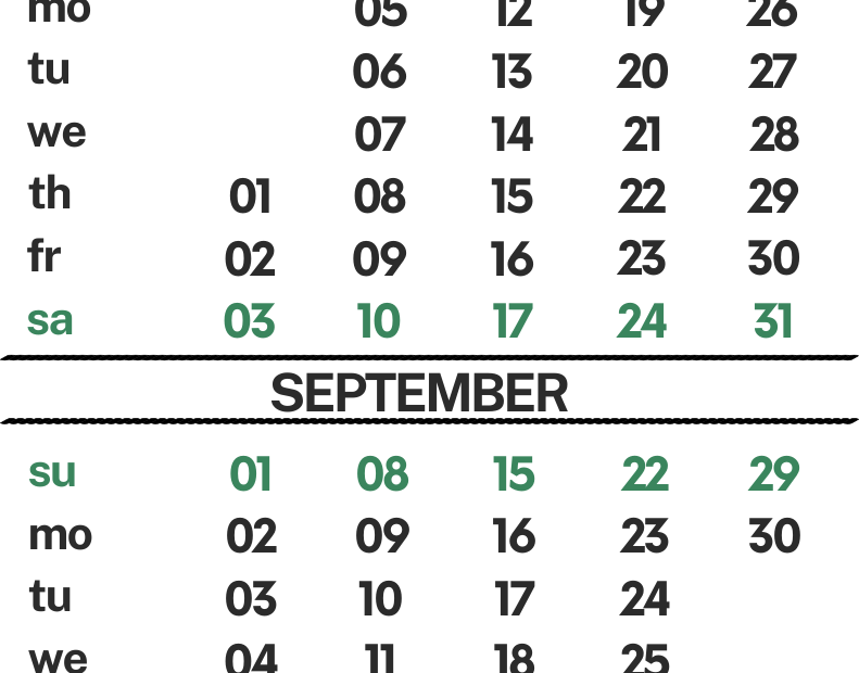 Printable August and September 2024 Calendar
